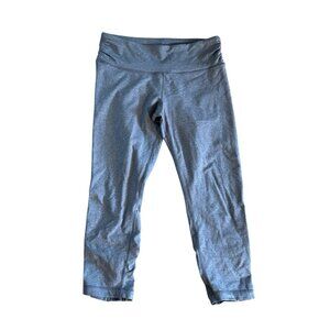 Lululemon Crop Leggings Women Size 8 Gray Ruched Zipper Back Bottom Lulu